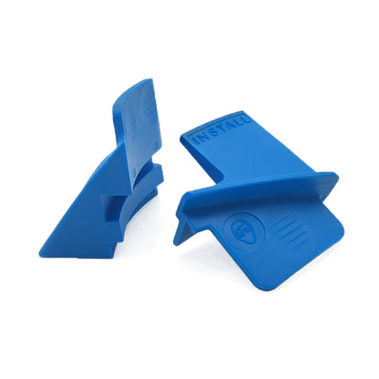 Two blue ribbed car stretch belt removal tools with snap-on ends