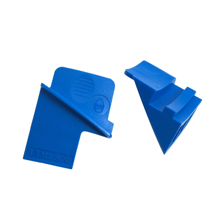 Pair of blue plastic belt remover tools with ribbed grip and hook tips