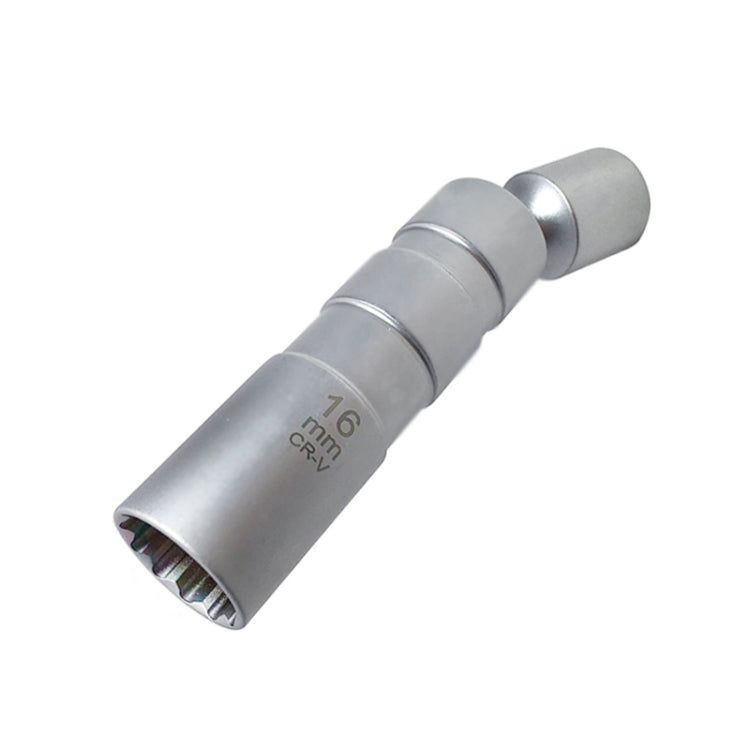 16mm spark plug removal sleeve tool, silver chrome-finish socket, hex grip end