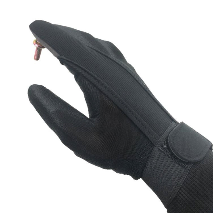 Black magnetic finger glove with exposed metal screw for mounting