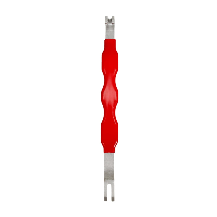 Red handle electrical terminal removal tool with two metal release tips