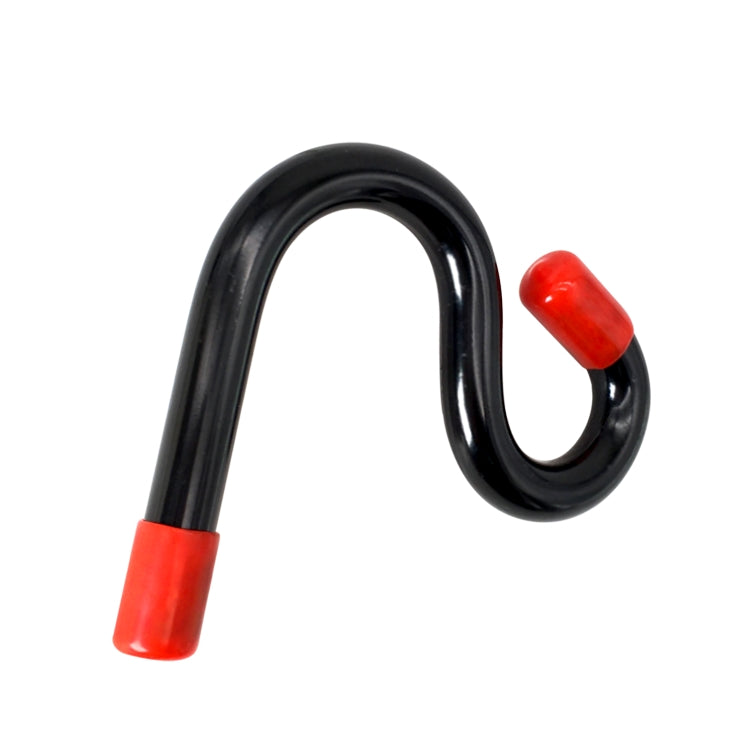 U-shaped pry bar tool with red end caps and glossy black steel body