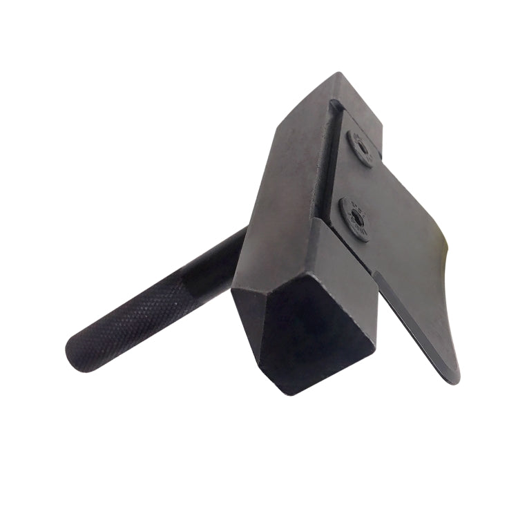 Oil pan separator tool with angled metal plates and textured black handle