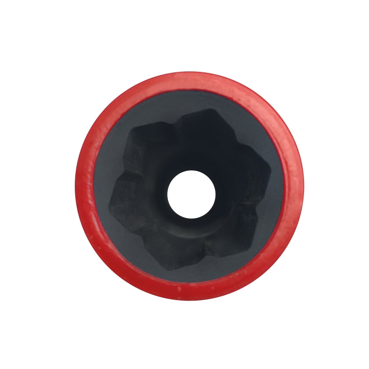 Red protective sleeve socket end with 6-point inner drive and black rim