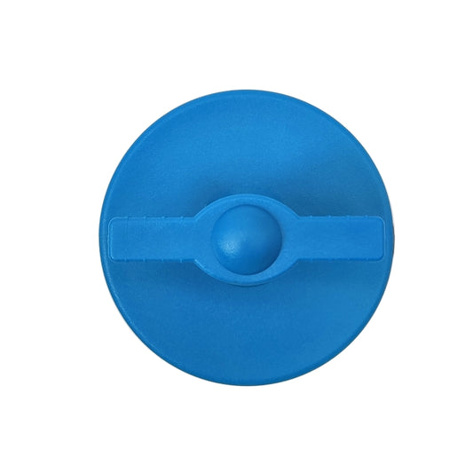 Blue round oil filter plug cap removal tool with central pin