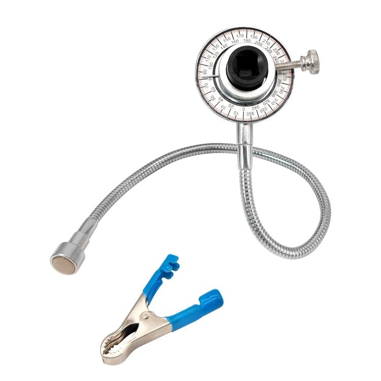 ZK-104 torque angle gauge kit with dial, braided hose, and blue battery clamps