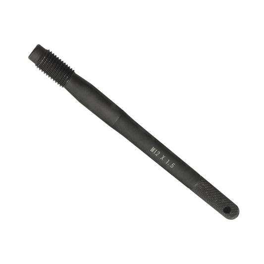 Wheel alignment pin guide tool with M12x1.5 thread, black knurled handle