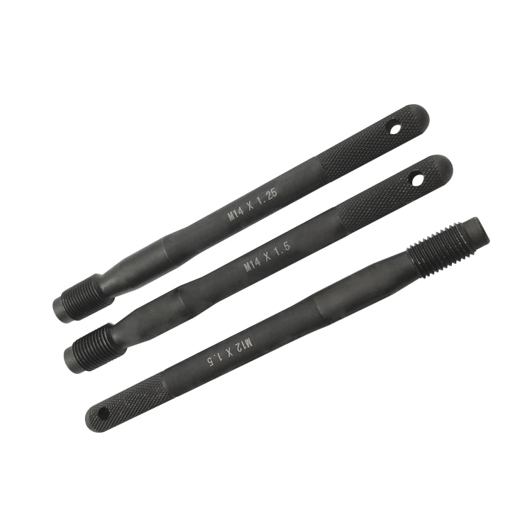 3-piece wheel alignment pin guide tools, textured rods with stamped sizes and threaded ends