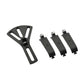 Fuel pump removal tool set: black fork piece and three replacement clips with bolts