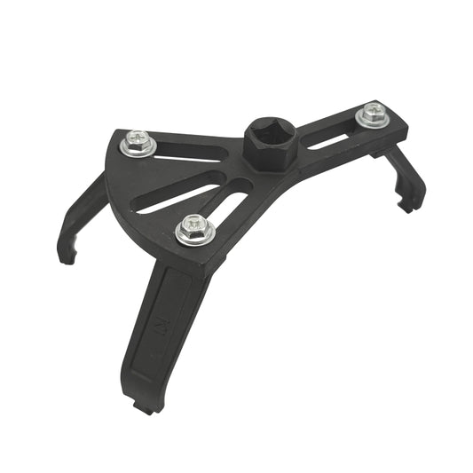 Universal fuel pump removal tool with black lever arms and metal bolts