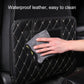 Car anti-kick mat with waterproof leather-look surface and front pocket, wiped with cloth