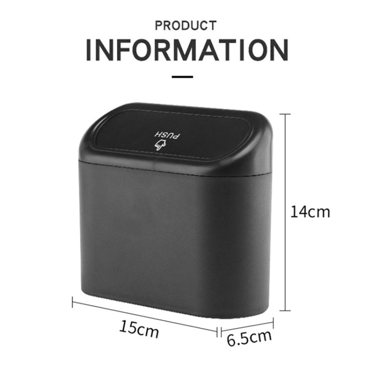 Black car trash can bin size 15cm x 6.5cm x 14cm