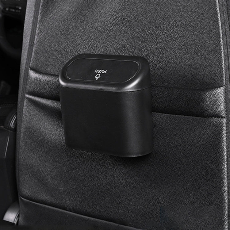 Car trash can bin mounted on seat with small top handle