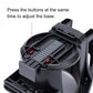 Car air vent cup holder base mechanism with press buttons for adjustment