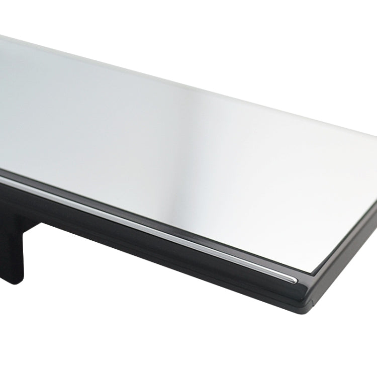 Rectangular auxiliary rearview mirror with white panel and black frame