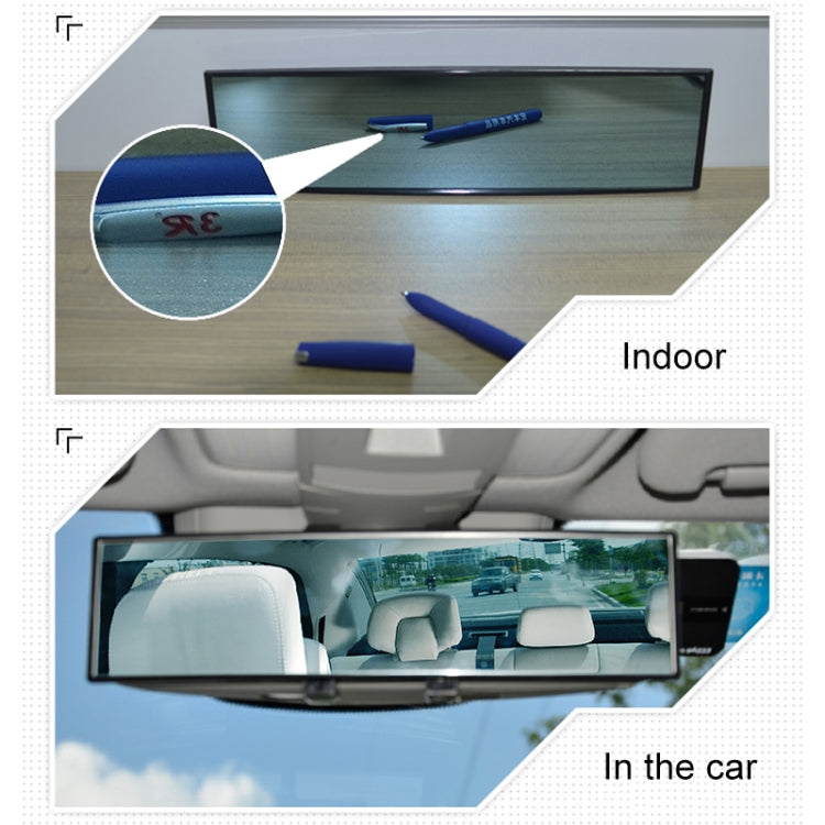 Auxiliary rearview mirror shown for indoor and in-car use, rectangular panel