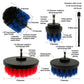 Drill brush attachment with multiple quick-change mounting bases and nylon bristle heads