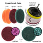 Power scrub pad set: orange, maroon, and green 1–4 inch sponge pads