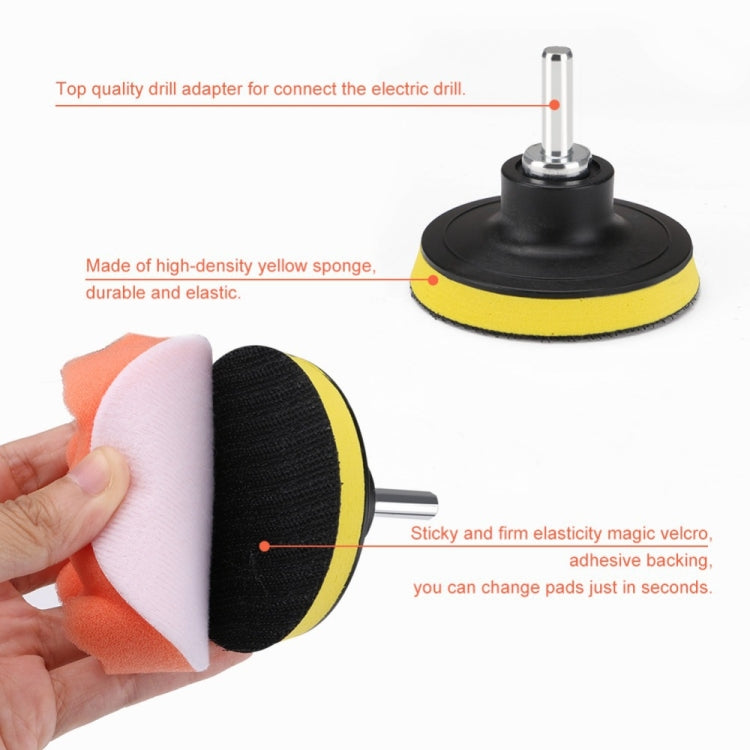 Drill brush adapter with black base and yellow sponge cleaning pad