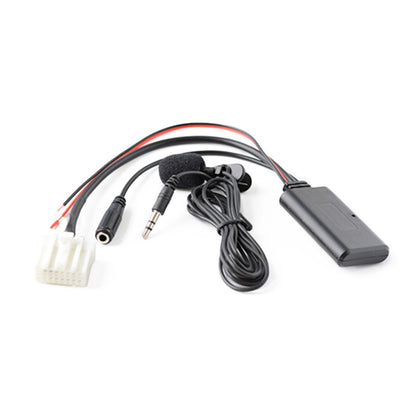 Car Bluetooth AUX adapter cable kit with inline mic, black control module and harness