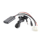 Car Bluetooth AUX adapter cable with black module, coiled mic cable, and audio plug leads