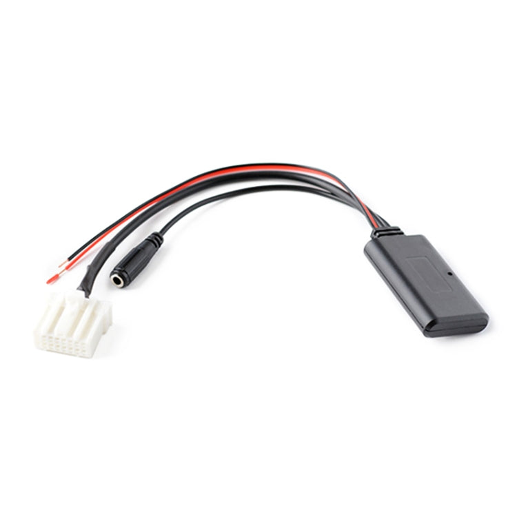 Car Bluetooth AUX adapter cable with black module, audio output plug, and wire harness