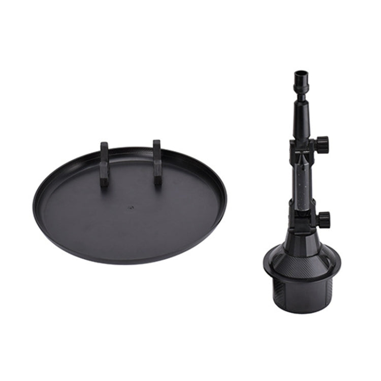 Black car cup holder tray and adjustable mounting base with arm