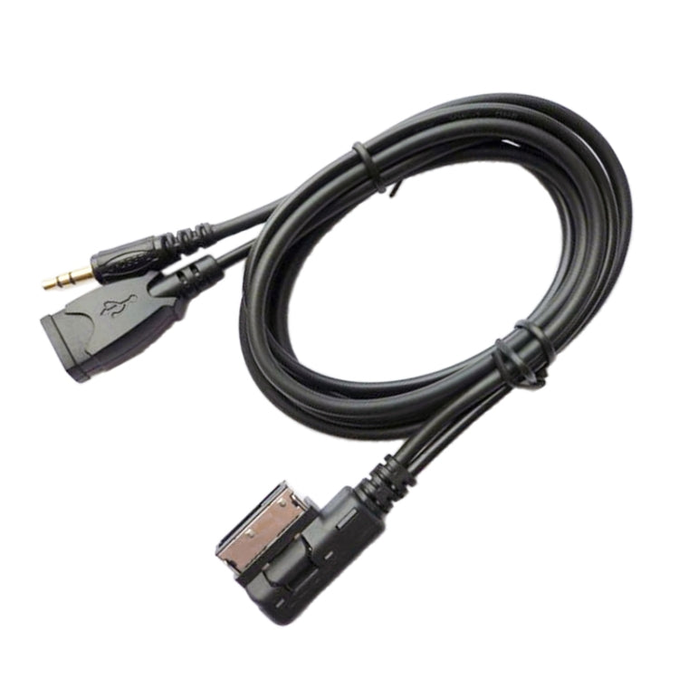 Car AUX and USB charging cable with 3.5mm plug and USB connector, black