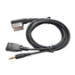 Car USB charging and AUX cable with 3.5mm plug and rectangular USB adapter, black
