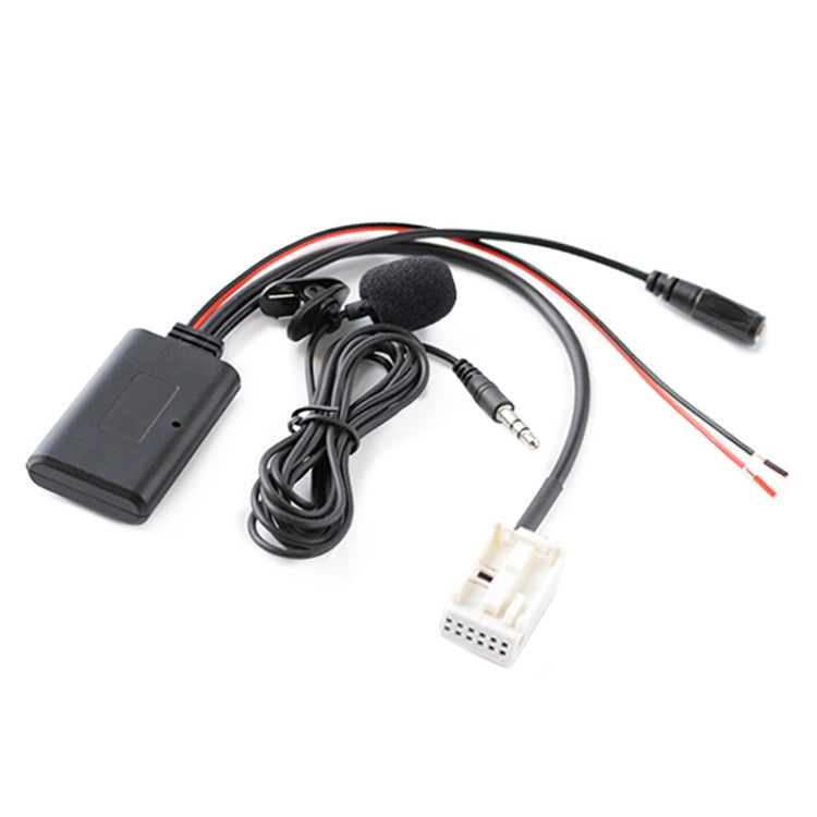 Bluetooth car audio adapter cable with built-in microphone, AUX jack, and wiring harness
