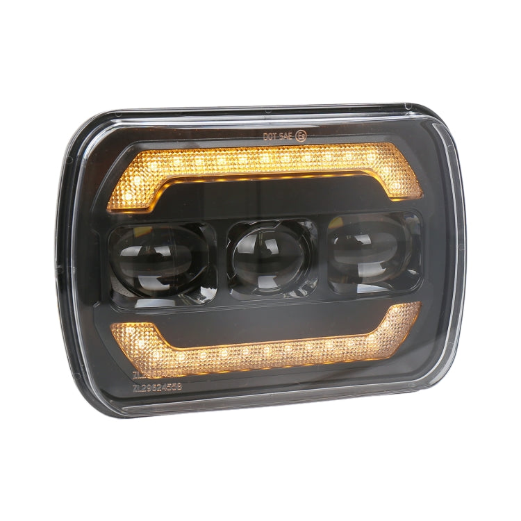 7-inch square work light with three-lens module and amber LED outline