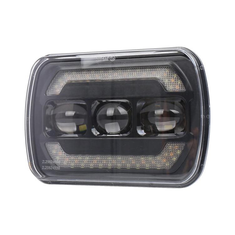 7-inch square work light featuring three lenses and amber LED trim
