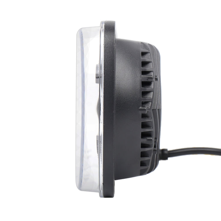 Side view of 7-inch square work light with vented housing and black bezel