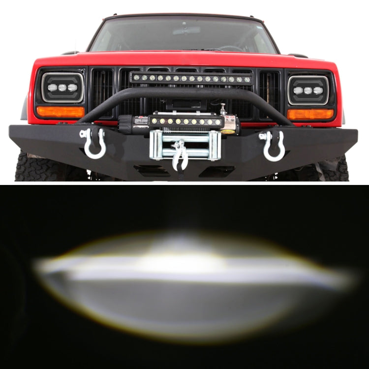 7-inch square work lights mounted on an off-road truck front bumper