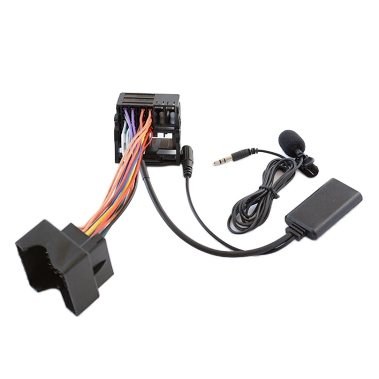 Car AUX Bluetooth audio cable kit with microphone, aux plug and adapter harness