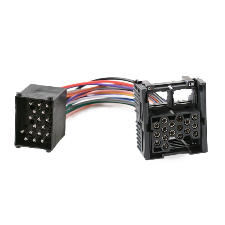 Car audio CD player extension cable with two 17-pin connectors and multicolor wire harness