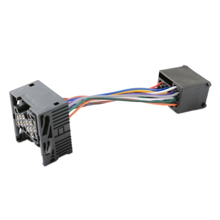 Car audio extension cable with multicolor wires and two 17-hole plug connectors
