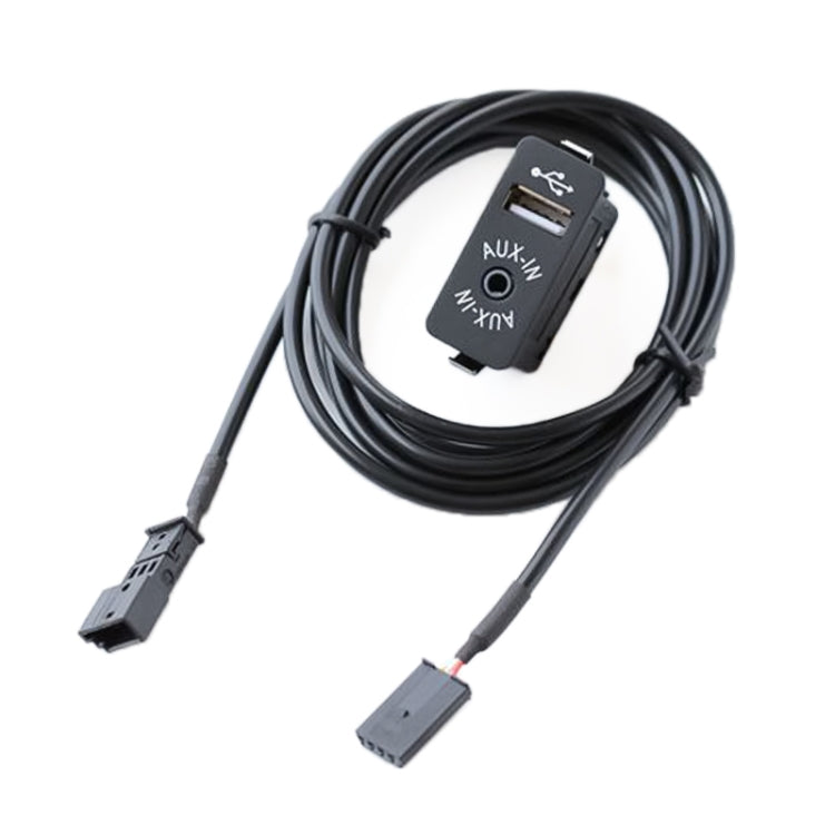 AUX audio interface cable with control switch and two connector plugs