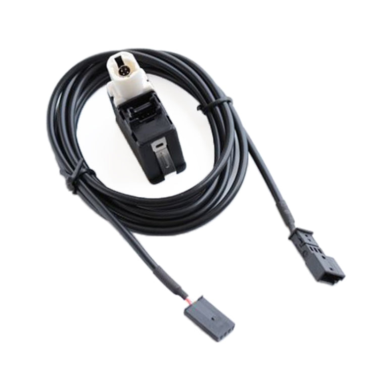AUX audio interface cable with module and two vehicle plug ends