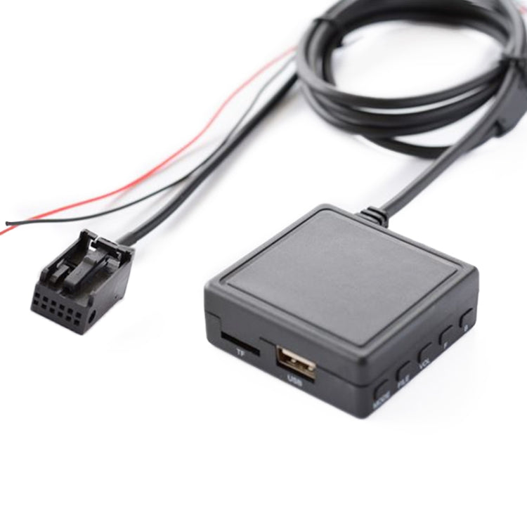 Black Bluetooth AUX music adapter card with attached cable harness and connectors