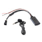 Car AUX Bluetooth adapter cable with inline microphone, 3.5mm audio plug, wiring