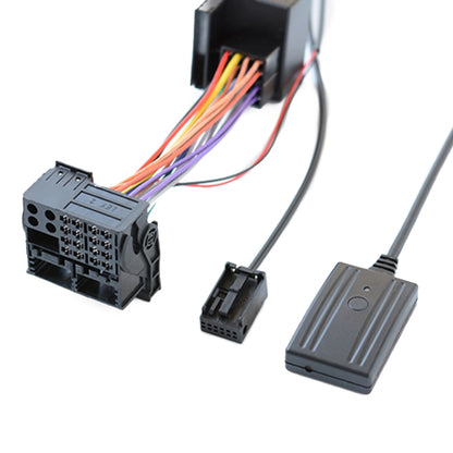 Car AUX Bluetooth audio cable with microphone, showing wiring and vehicle connectors