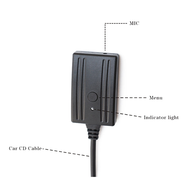 Car AUX Bluetooth audio cable microphone with indicator light and menu button