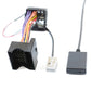 Car AUX Bluetooth audio cable set with black connector, white plug, and mic control