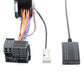 Car AUX Bluetooth audio cable with vehicle harness plug, white adapter, and mic box