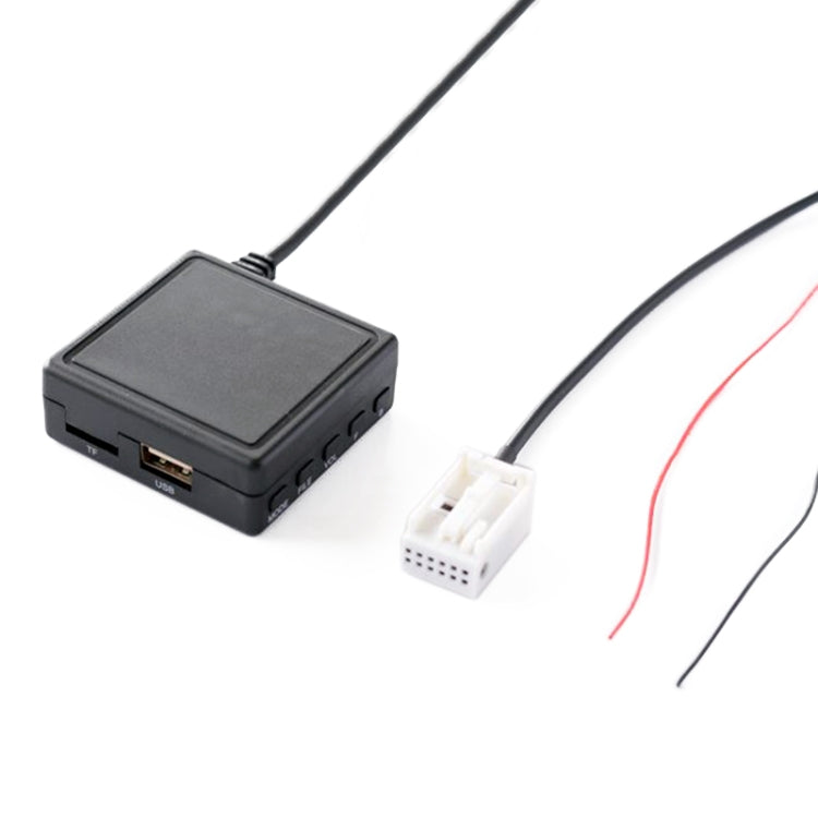 Car AUX Bluetooth USB adapter box, dark gray with USB port and attached cable