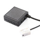 Car AUX Bluetooth USB adapter showing side controls and rear connector plug