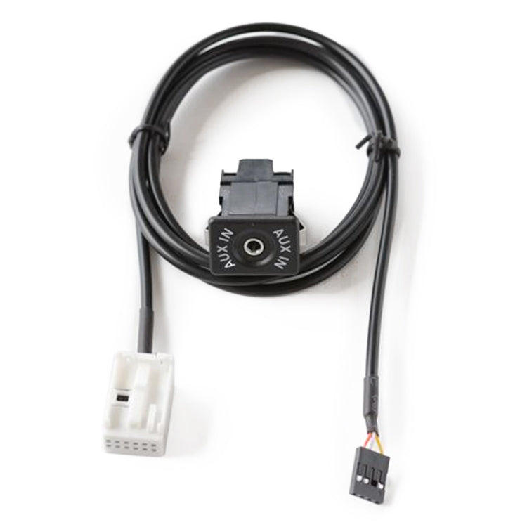 Car AUX audio interface cable harness with black socket plug and white connector