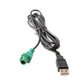 USB-A to car interface cable with green end connector and compact black USB plug