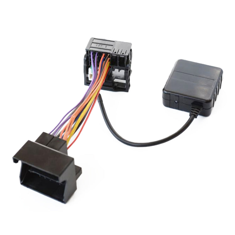 Car AUX Bluetooth cable with two harness plugs, long lead, and black control box